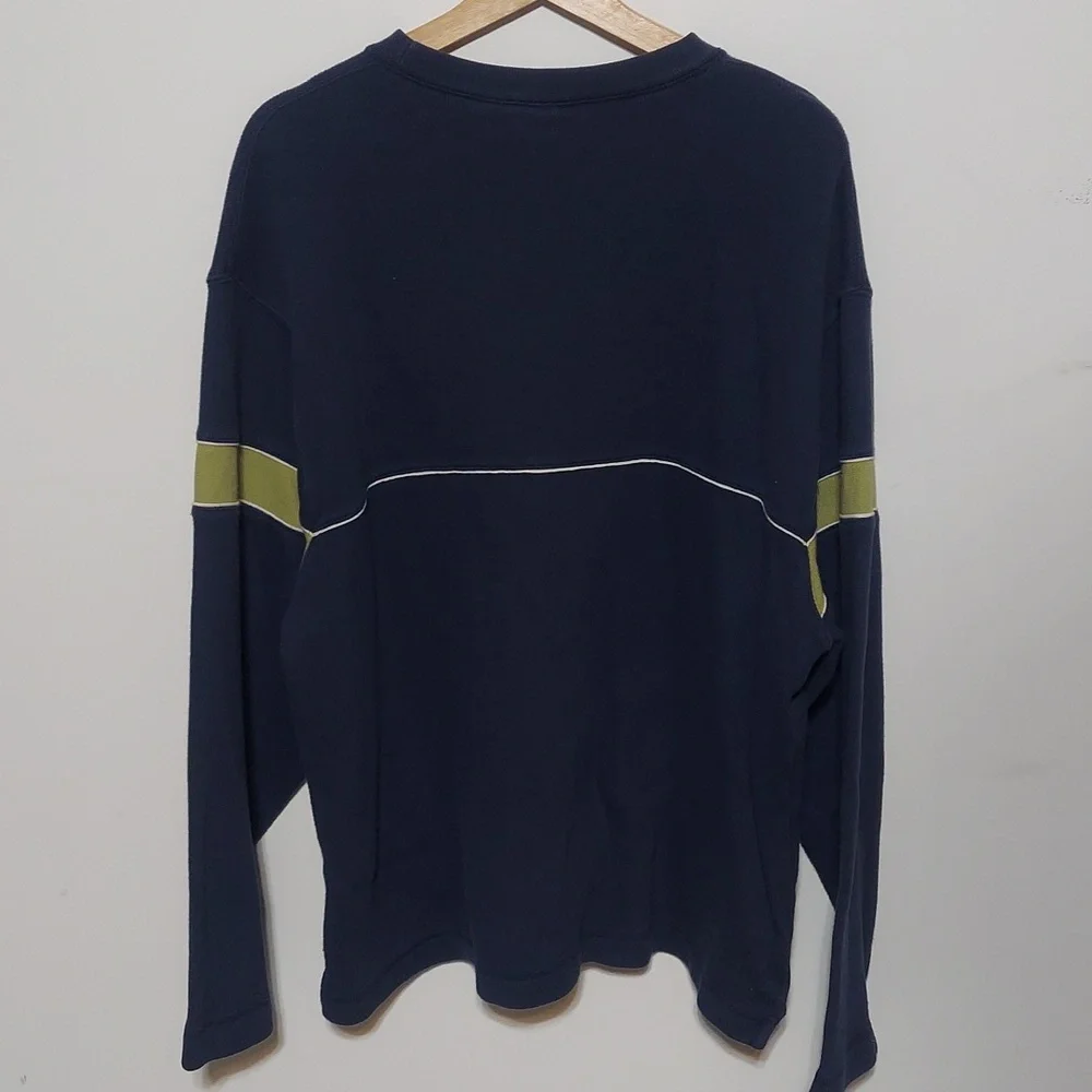 Vintage GAP Dark Blue & Olive Striped Crewneck Sweatshirt Men’s XL